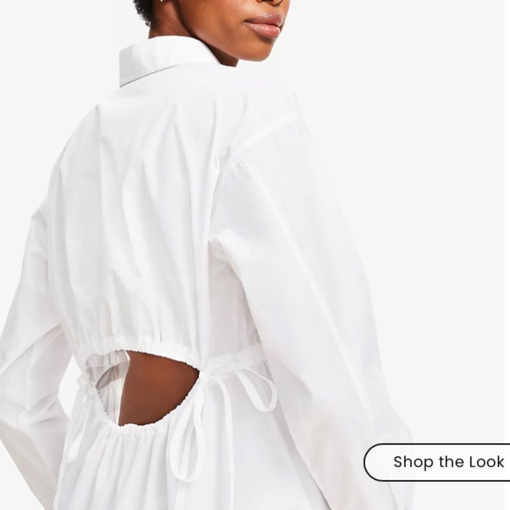 LOFT Striped Poplin Cutout Back Tunic Shirt white or blue stripe SMALL